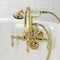 Kingston Brass CA7T2 3-3/8" Tub Wall Mount Clawfoot Tub Faucet with Hand Shower, Polished Brass CA7T2 - alternate 5